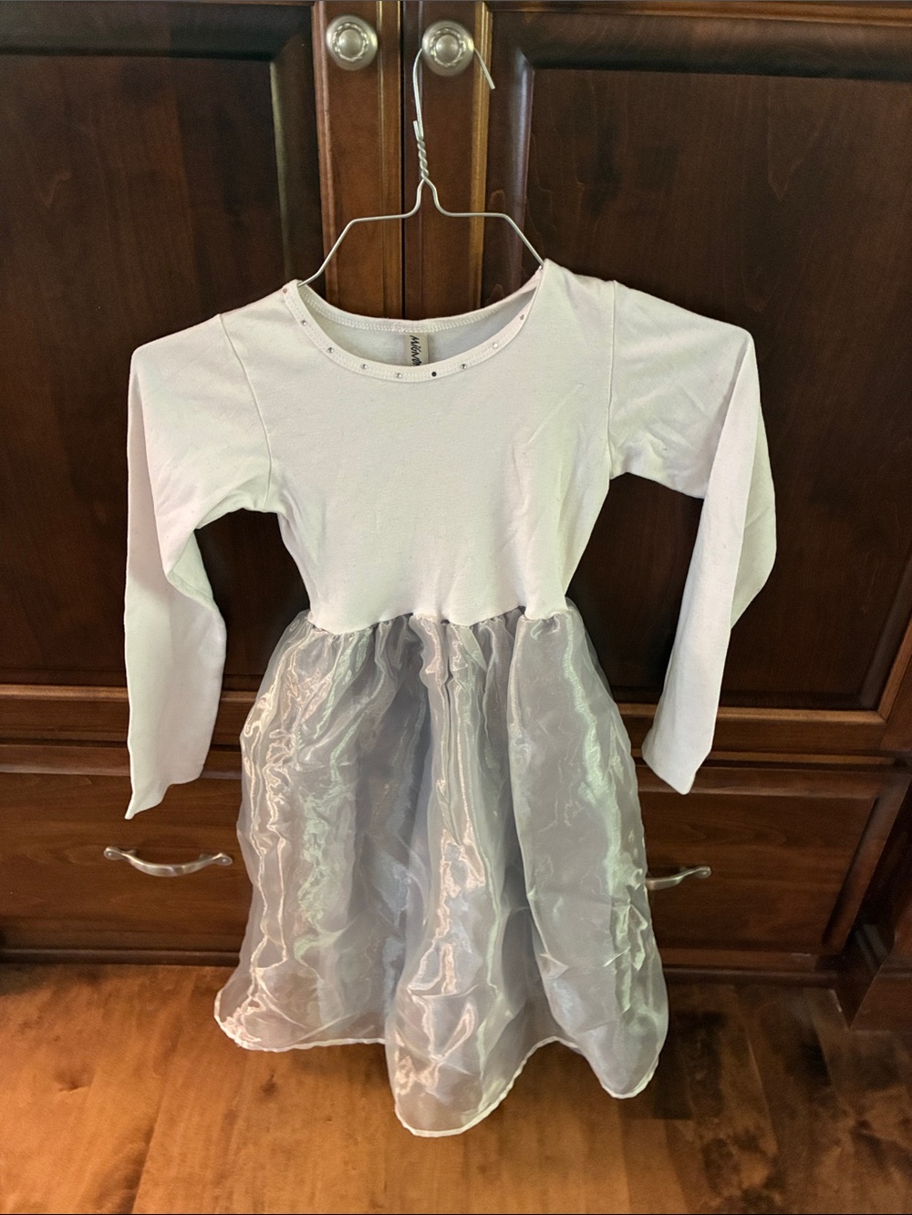 Mignon White & Silver Long-Sleeve Party Dress for Kids